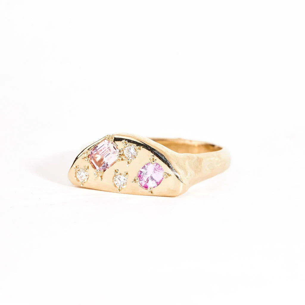 Crescent Pink Sapphire Signet